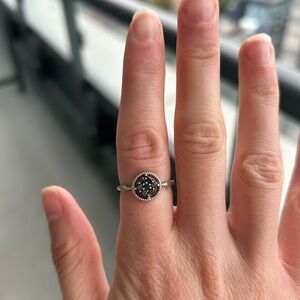 Black diamond and silver jewelry set - cable style